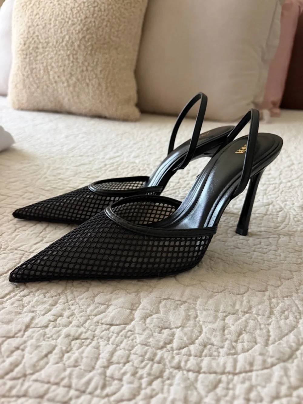 Zara Black Pointed Slingback Mesh Heel - NEW NEVER WORN - Size 8 - Picture 8 of 15